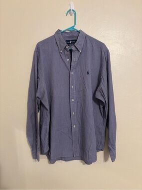 Ralph Lauren Classic Fit Blue White Gingham Button Down Shirt Men M